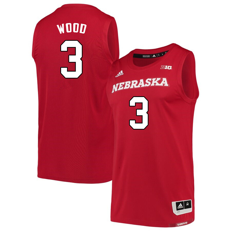 Men #3 Elijah Wood Nebraska Cornhuskers College Basketball Jerseys Sale-Scarlet